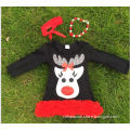 kids reindeer dress girls Christmas balck and red dress Christmas dress with matching necklace and bow